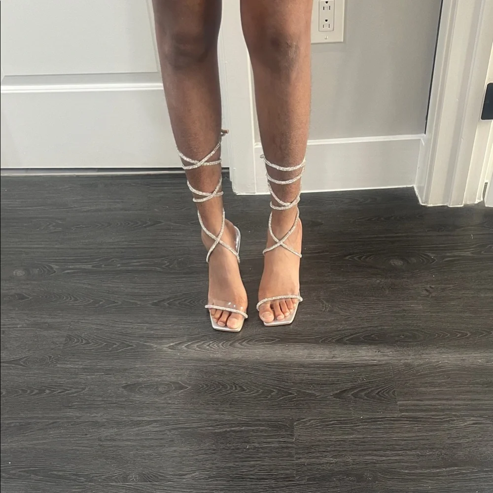 Elegant White Strappy Heels - Picture 1 of 8